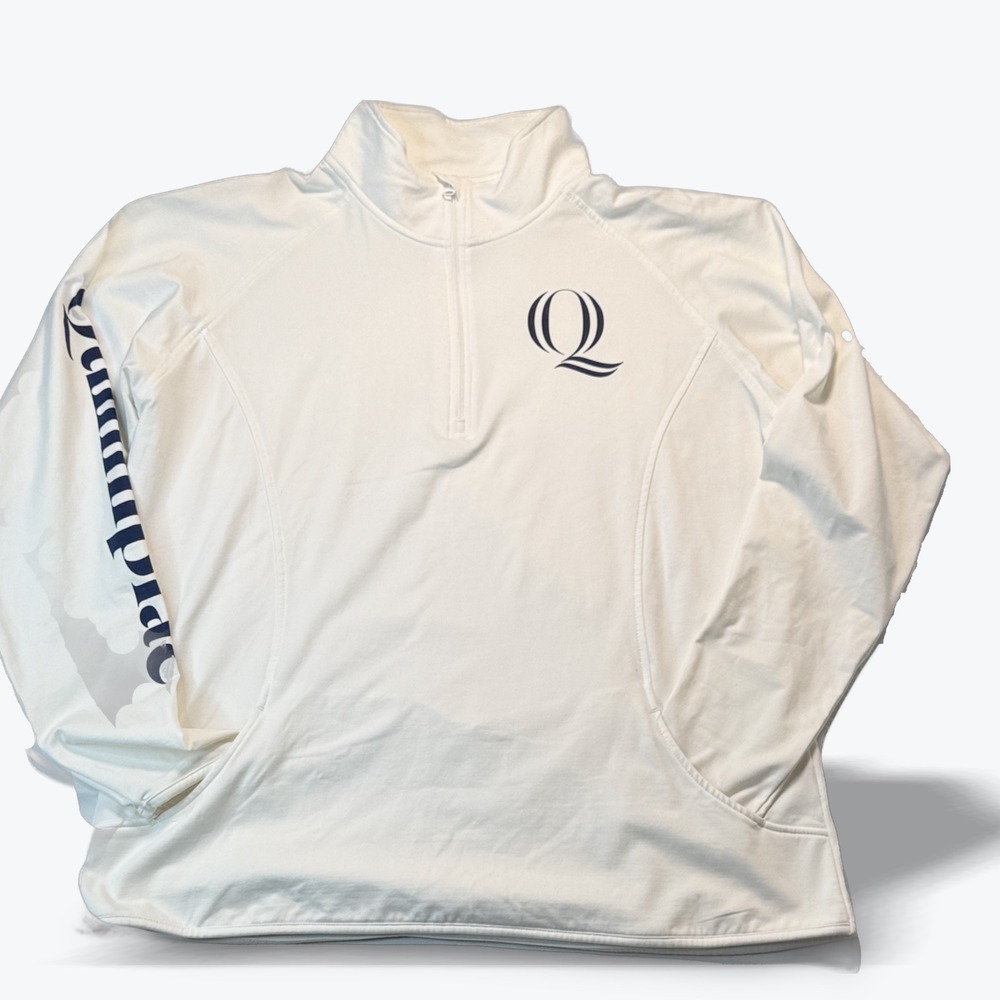 Sport-Tek White Quarter-Zip Pullover with Navy Logo
